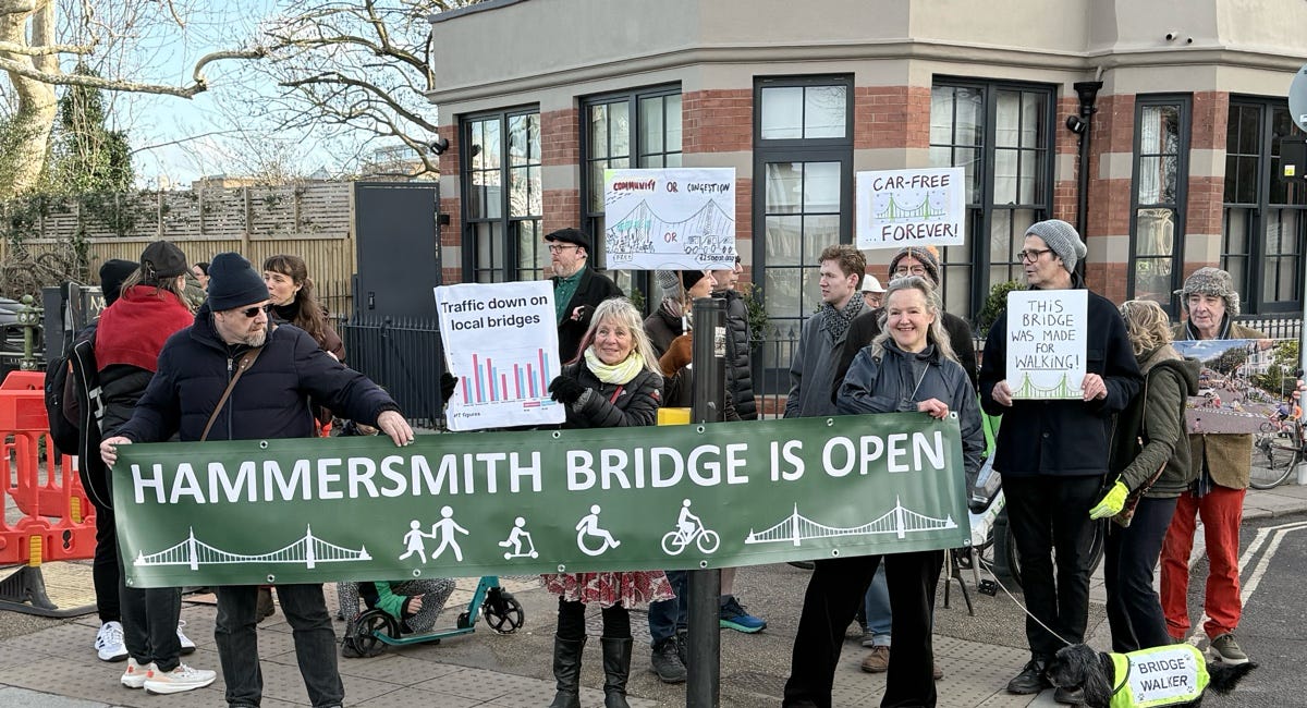 Double demo day at Hammersmith Bridge