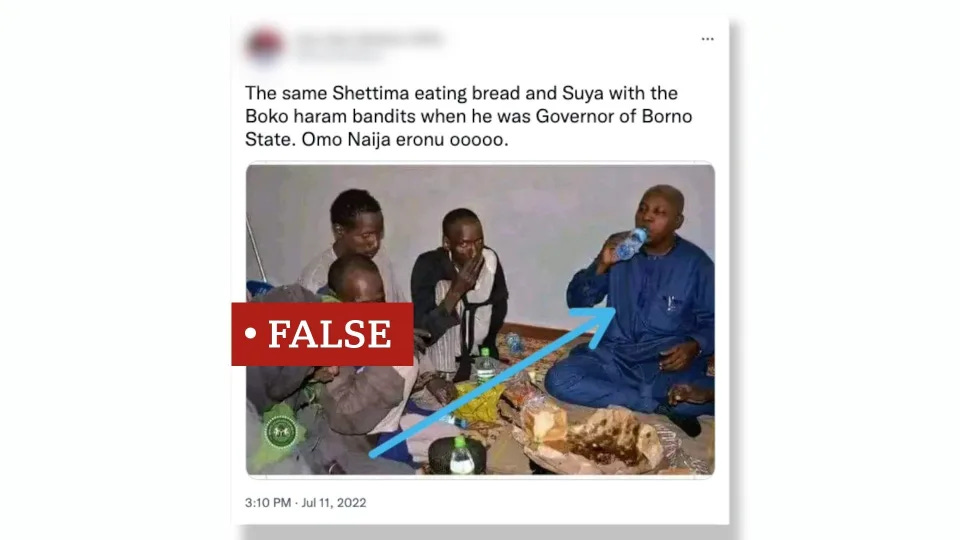 Tweet associates APC vice presidential candidate Kashim Shettima with Boko Haram; instead he was having a meal with Fulani parents Tweet associates APC vice presidential candidate Kashim Shettima with Boko Haram; instead he was having a meal with Fulani parents
