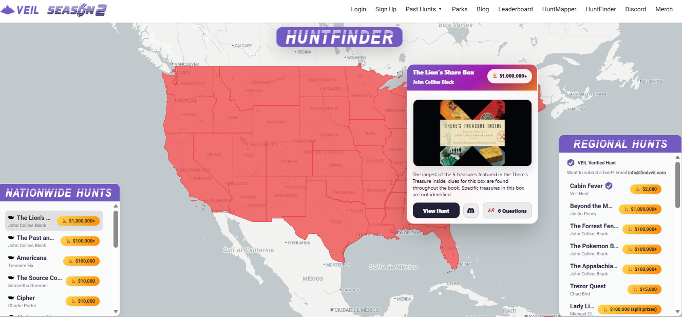 Any Treasure Hunts Near Me? HuntFinder by Veil Hunts Answers that Question!