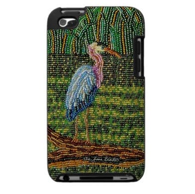beaded iPhone cases iPod Touch Blackberry beadwork green great blue heron bird beaded iPhone cases iPod Touch Blackberry beadwork green great blue heron bird
