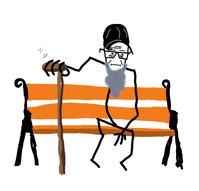 old man on a park bench