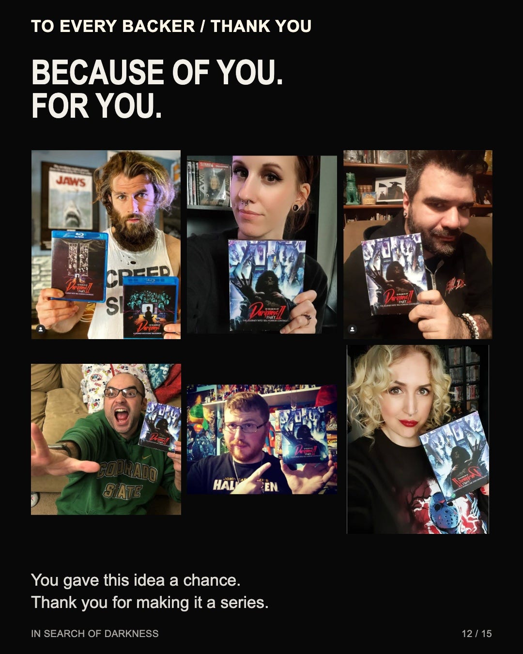 Fans sharing their In Search of Darkness discs and collector cases.