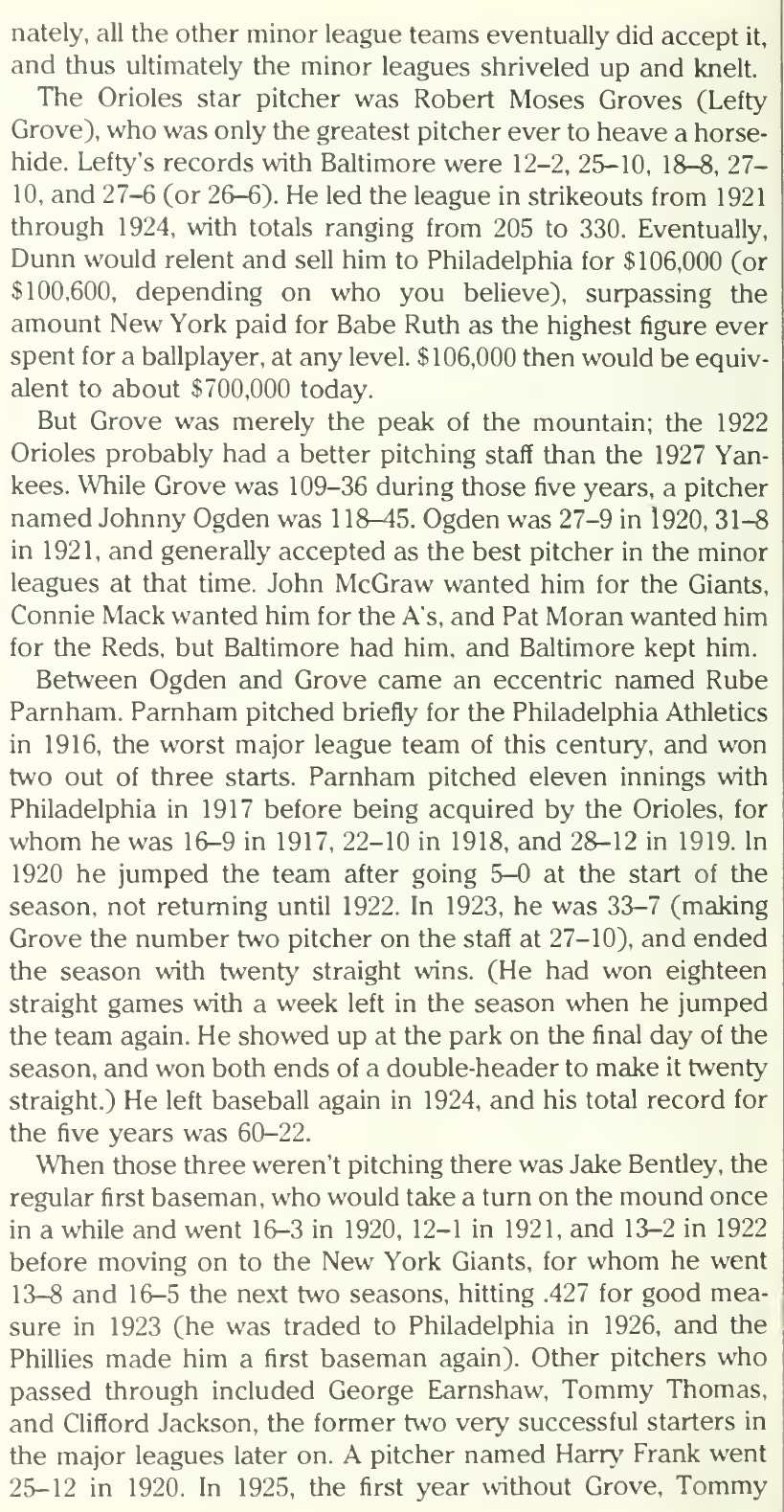 Bill James Orioles 1920s