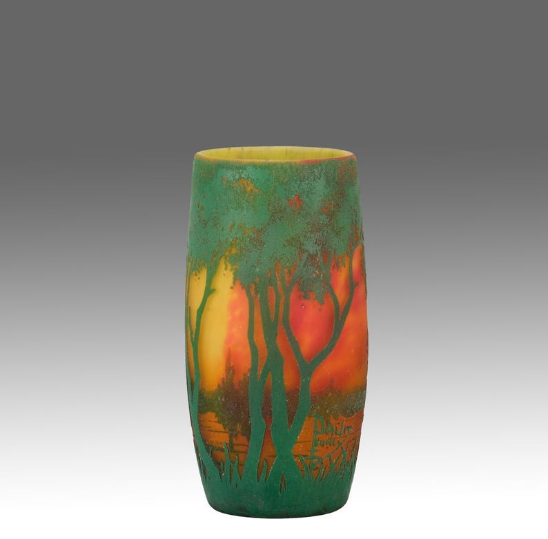 Early 20th Century Art Nouveau Glass "Red Sunset Vase" by Daum Frères image 1