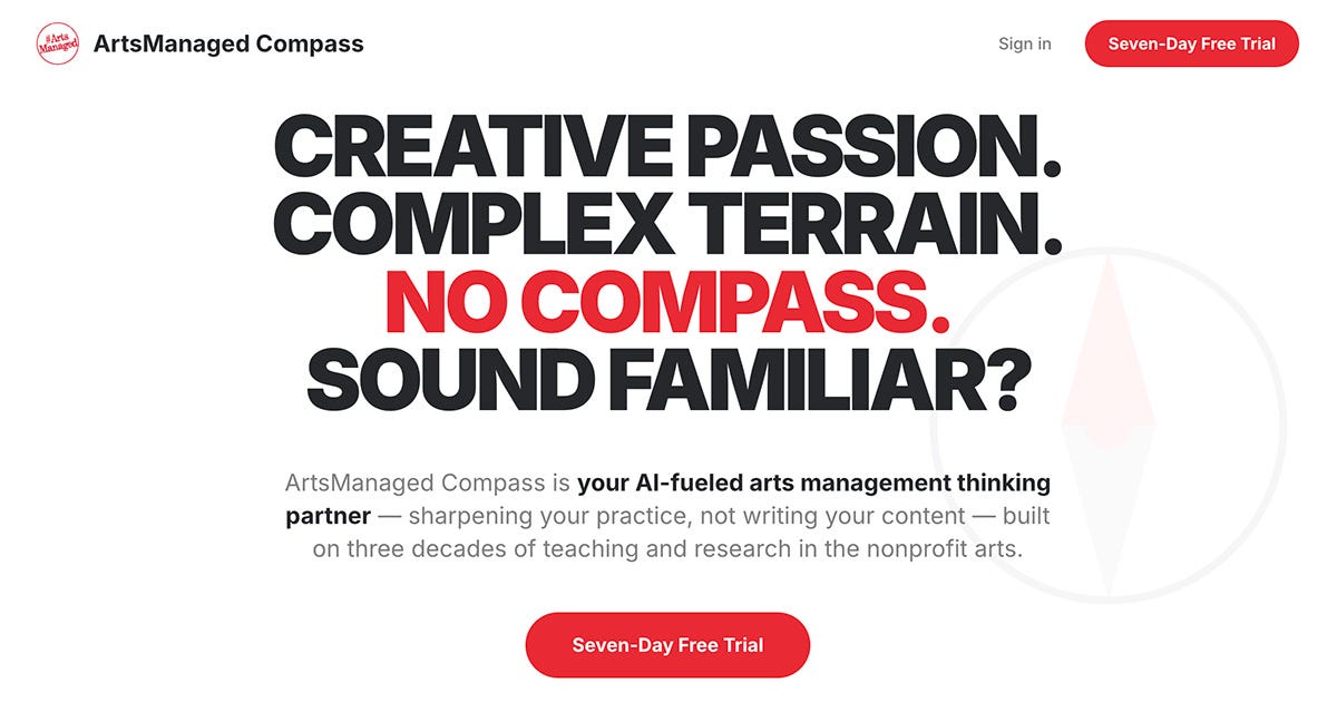 Homepage of ArtsManaged Compass