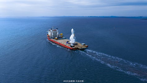 The Gravity-1 Y2 vehicle heading to its liftoff location atop of its sea-launch platform.
