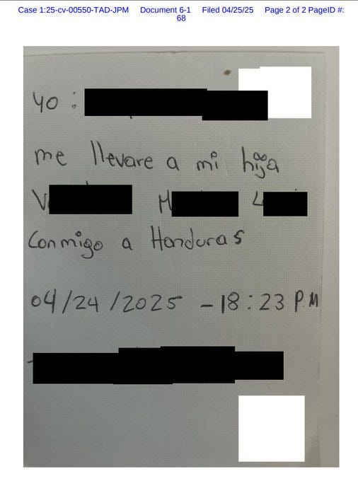 Yo:__  me llevare a mi hija __ conmigo a Honduras 04/24/2025 -18:23 PM