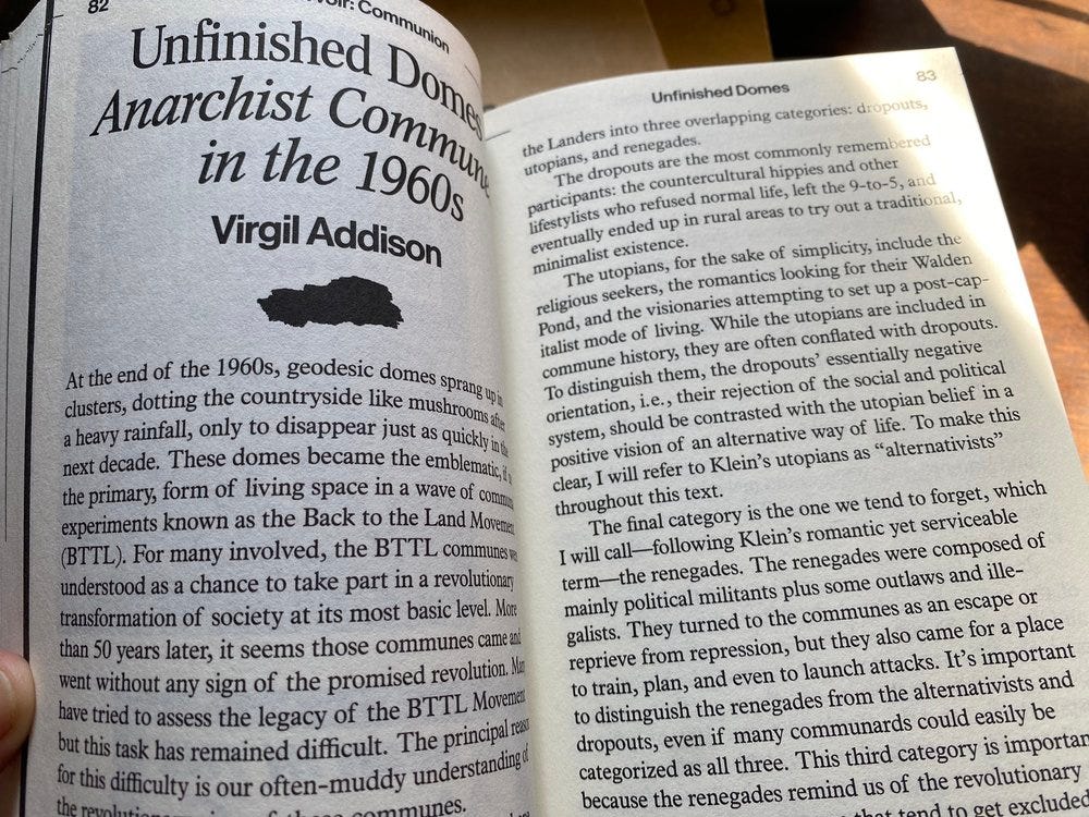 Unfinished Domes, Anarchist Communes in the 1960s by Virgil Addison Unfinished Domes, Anarchist Communes in the 1960s by Virgil Addison