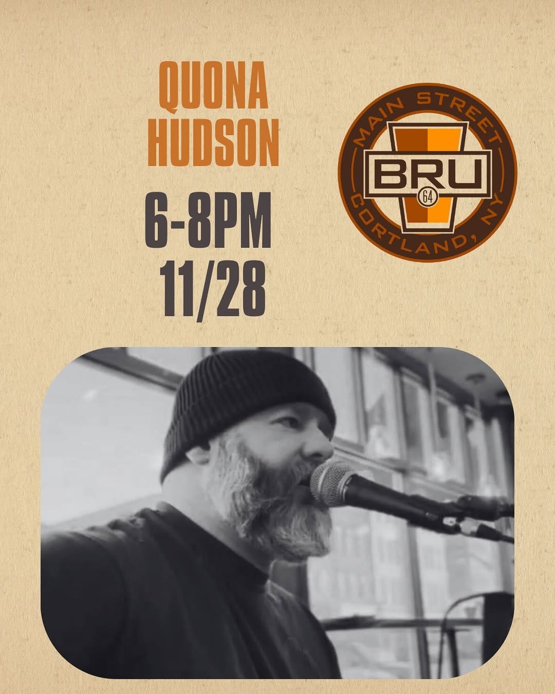 May be an image of text that says 'HAND ΜΑΙΝ MΑΝΤΡΖΑΙ STREE BRU 64 LAND. QUONA HUDSON 6-8PM 11/28'