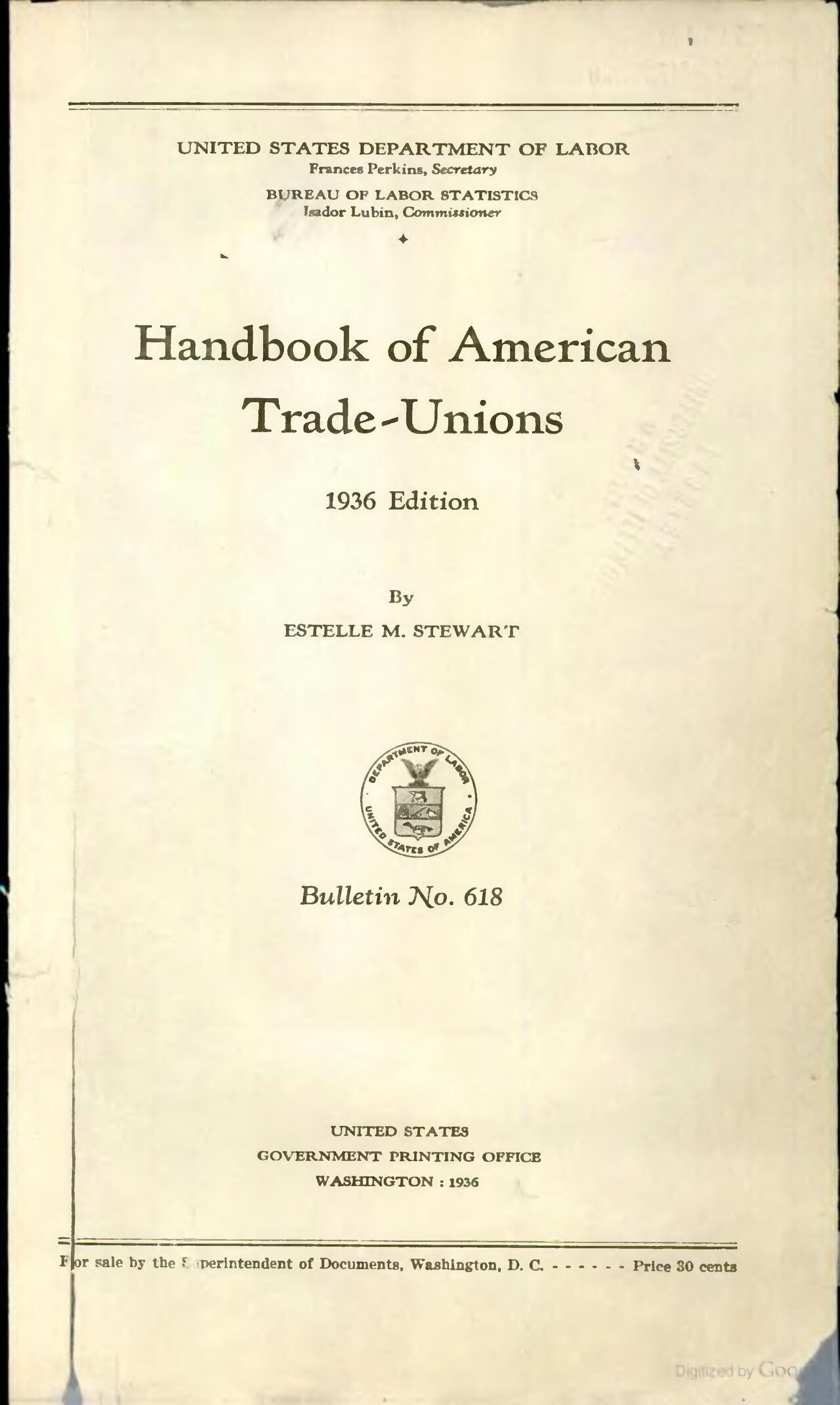 Photo: Estelle May Stewart / Wikimedia Commons (Public domain) At head of title: US Department of Labor: Frances Perkins, Secretary. Bureau of Labor Statistics: Isador Lubin, Commissioner.