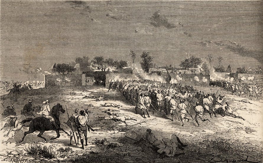 Attaque de la pointe des Somonos à Sansandig by Eugène Mage 