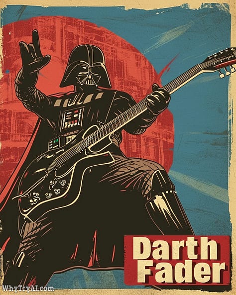 Darth Fader, Princess Slaya, DJ Art - Rock Star Wars by Midjourney V6
