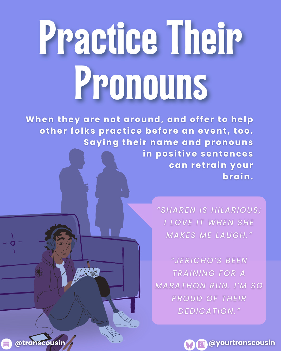 a young masculine-presenting person with brown skin, black hair, and an prosthetic left leg listens to music and does homework. Two shadows in the background represent their caregivers discussing them. a young masculine-presenting person with brown skin, black hair, and an prosthetic left leg listens to music and does homework. Two shadows in the background represent their caregivers discussing them.