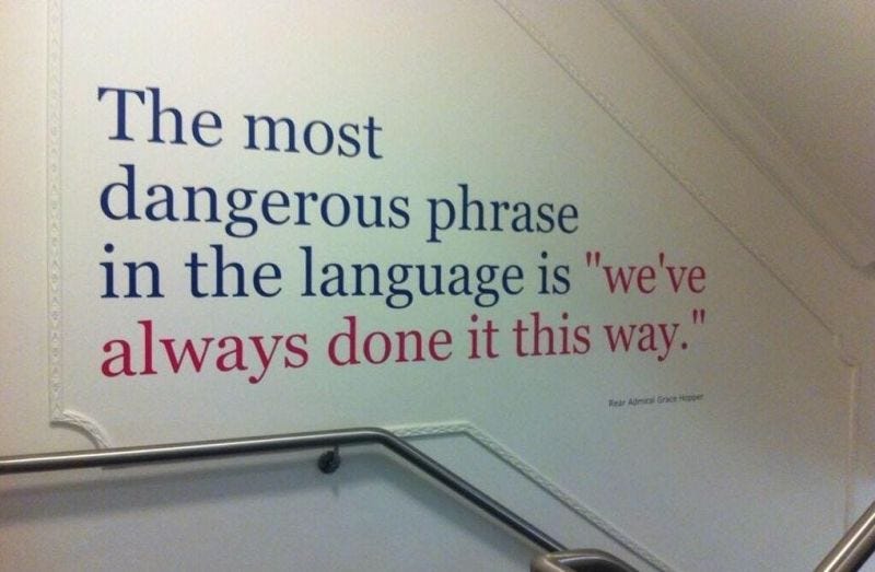 𝗪𝗲 𝗵𝗮𝘃𝗲 𝗮𝗹𝘄𝗮𝘆𝘀 𝗱𝗼𝗻𝗲 𝗶𝘁 𝗶𝗻 𝘁𝗵𝗶𝘀 𝘄𝗮𝘆 This is one of the most dangerous phrases I ever heard in any company. It often leads to 𝘁𝗵𝗲 𝗻𝗼𝗿𝗺𝗮𝗹𝗶𝘇𝗮𝘁𝗶𝗼𝗻 𝗼𝗳… | Dr Milan 𝗪𝗲 𝗵𝗮𝘃𝗲 𝗮𝗹𝘄𝗮𝘆𝘀 𝗱𝗼𝗻𝗲 𝗶𝘁 𝗶𝗻 𝘁𝗵𝗶𝘀 𝘄𝗮𝘆 This is one of the most dangerous phrases I ever heard in any company. It often leads to 𝘁𝗵𝗲 𝗻𝗼𝗿𝗺𝗮𝗹𝗶𝘇𝗮𝘁𝗶𝗼𝗻 𝗼𝗳… | Dr Milan