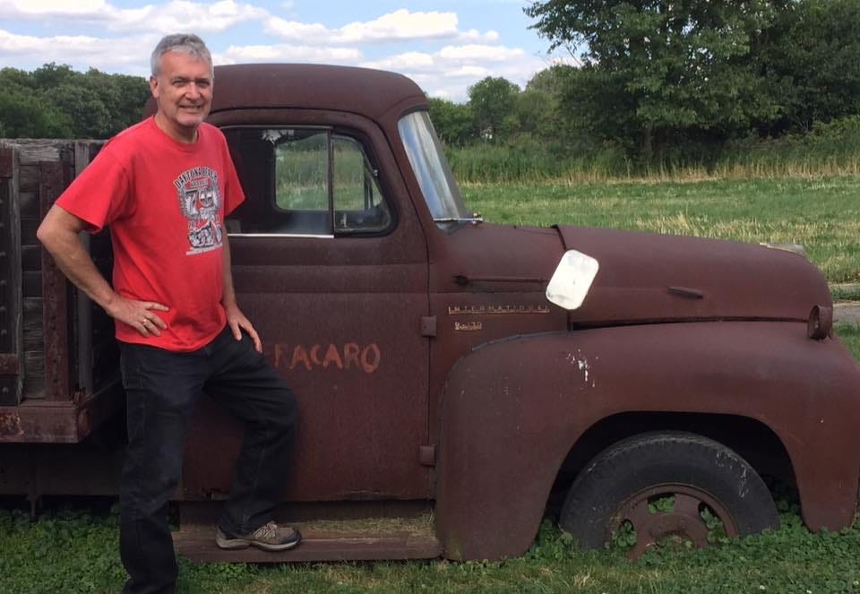 Photo of Nick in front of a rusted Fracaro family truck (with name on passenger door) Photo of Nick in front of a rusted Fracaro family truck (with name on passenger door)