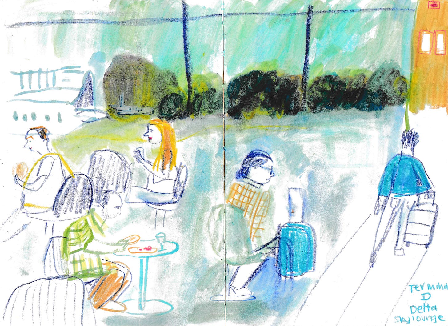 delta sky lounge illustration by Beth Spencer