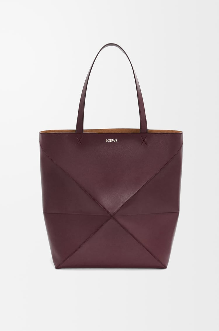 XL Puzzle Fold tote in shiny calfskin
