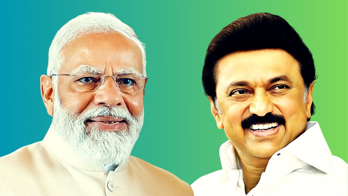 Prime minister Narendra Modi and the chief minister of Tamilnadu MK Stalin