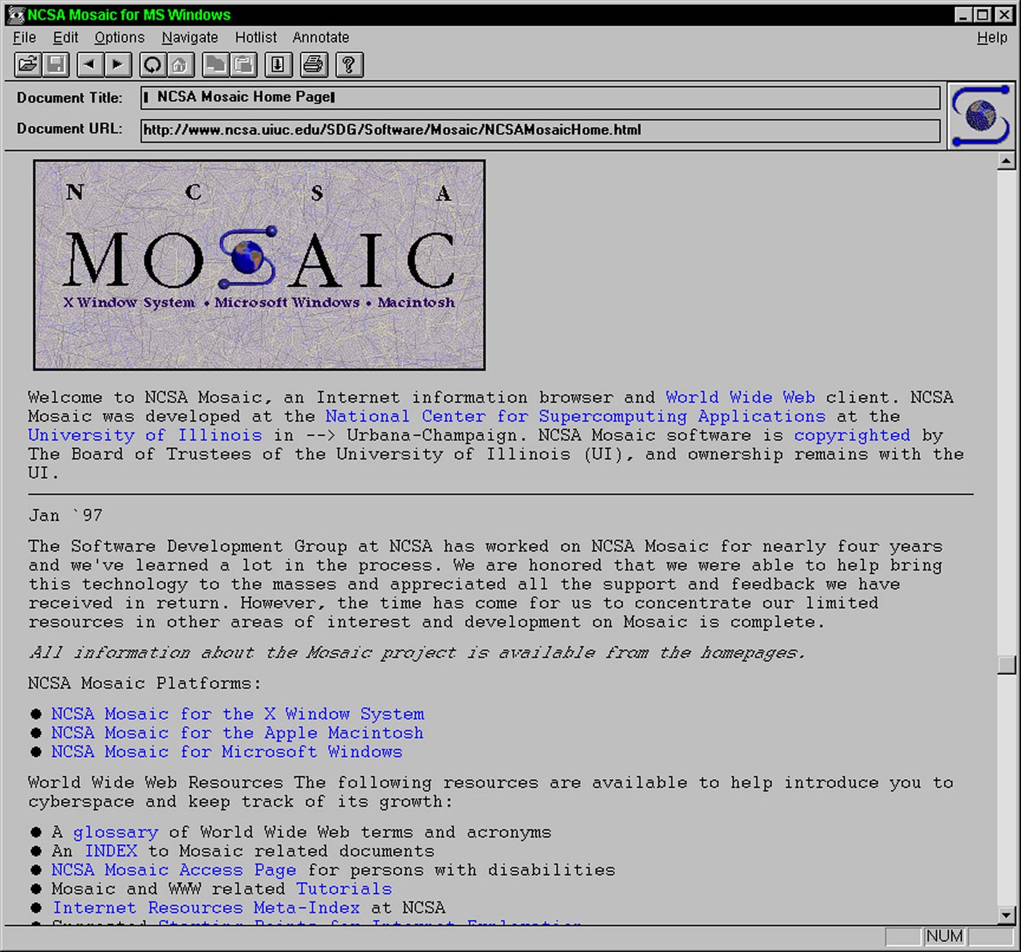 Old screenshot of Mosaic web browser | Xybercraft — Tech Articles | Judah Estrada | Substack Old screenshot of Mosaic web browser | Xybercraft — Tech Articles | Judah Estrada | Substack