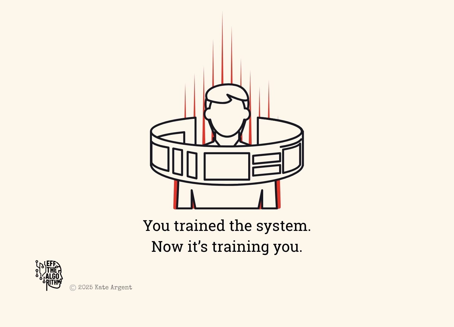 Illustration of a person leashed by technology