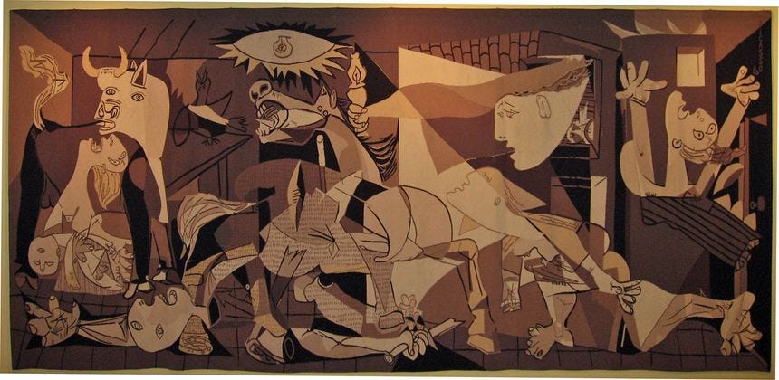 Guernica (Tapestry after 'Guernica' by Pablo Picasso), 1985, Loan from Mr. Nelson A Rockefeller Jr Guernica (Tapestry after 'Guernica' by Pablo Picasso), 1985, Loan from Mr. Nelson A Rockefeller Jr