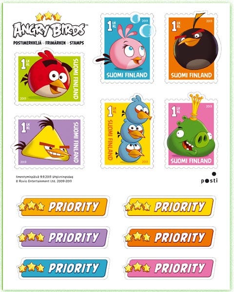 Angry Birds postage stamps