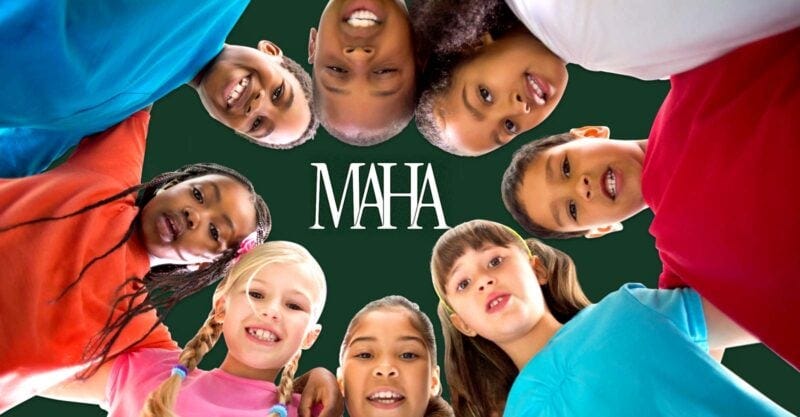 maha logo and kids