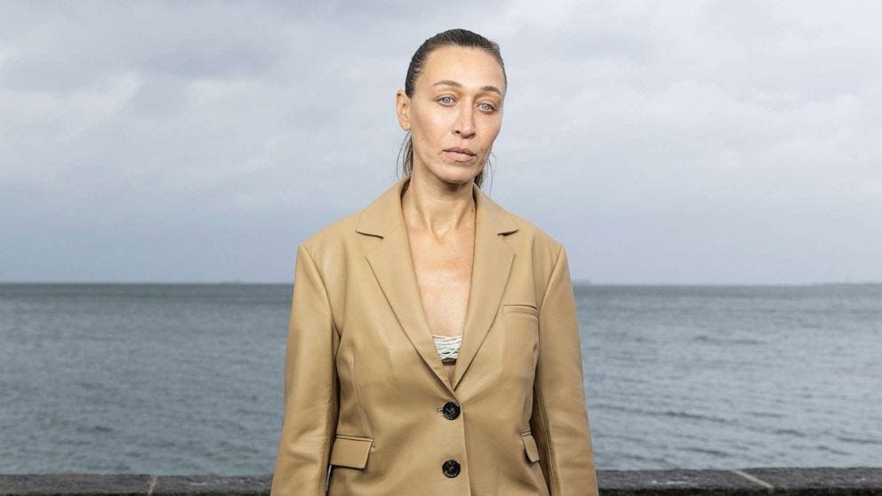 PHOTO: A model poses on the runway at the Saks Potts show during Copenhagen Fashion Week Spring/Summer 2024 on Aug. 7, 2023, in Copenhagen, Denmark.