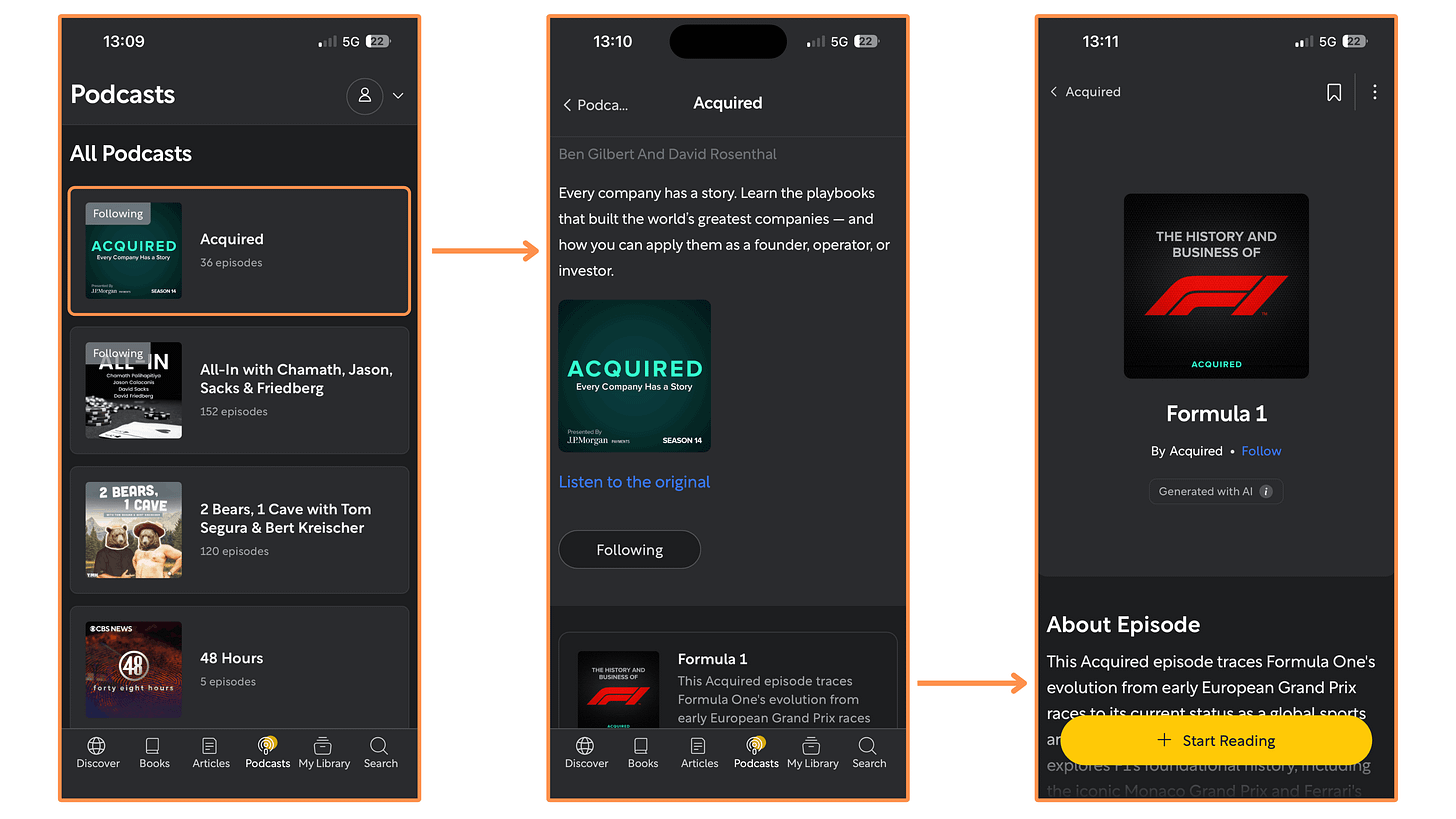 Shortform’s Podcasts (mobile app + dark mode)