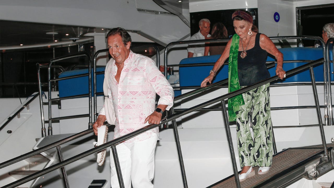 Percy Gibson was all smiles on the yacht.
