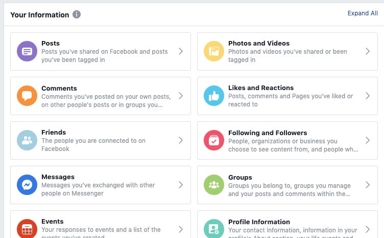 Your information on FaceBook Your information on FaceBook