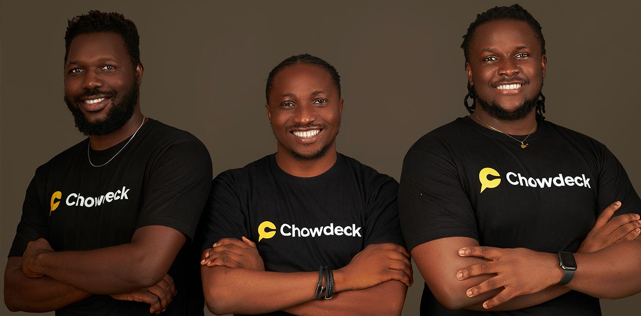 Chowdeck co-founders, left to right: Femi Aluko, Olumide Ojo, and Lanre Yusuf