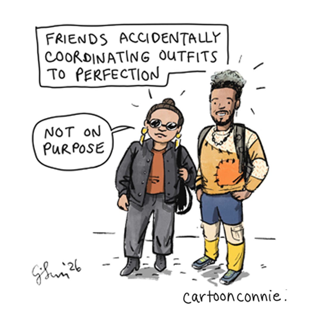 Panel 4 of a 6-panel diary comic with small scenes from New York City, drawn from memory by the artist. Titled "Small New York," 2026, by Connie Sun, cartoonconnie. 