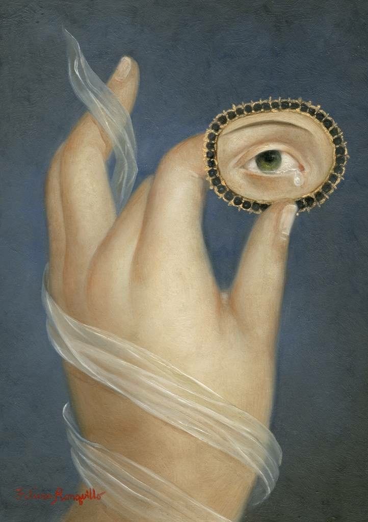 This may contain: a painting of a woman's hand with an eye in the middle of it This may contain: a painting of a woman's hand with an eye in the middle of it