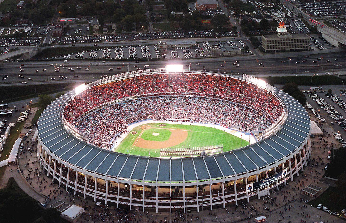 Overhead shot of Atlanta Fulton County Stadium. Overhead shot of Atlanta Fulton County Stadium.