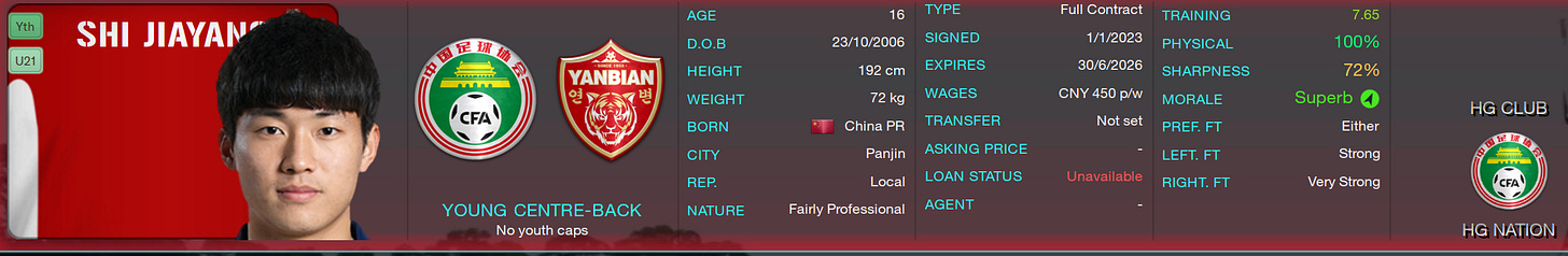 Football Manager 2023 Shi Jiayang Football Manager 2023 Shi Jiayang
