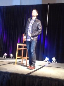 Misha Collins dances onstage