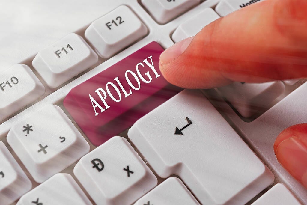 Handwriting text writing Apology. Concept meaning a written or spoken expression of one s is regret remorse or sorrow. - Photo, Image