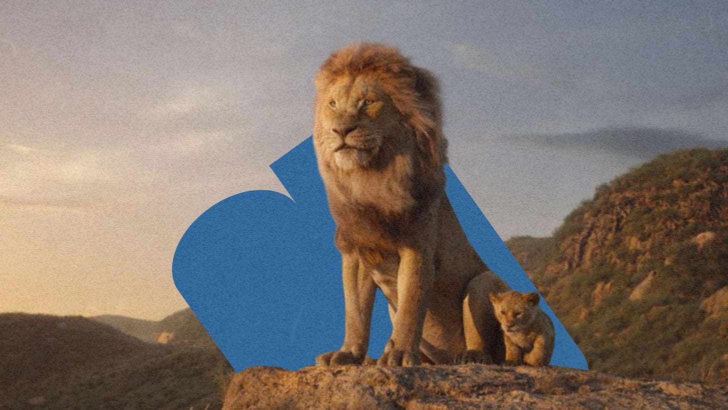 Simba and Mufasa in The Lion King remake (2019) Simba and Mufasa in The Lion King remake (2019)