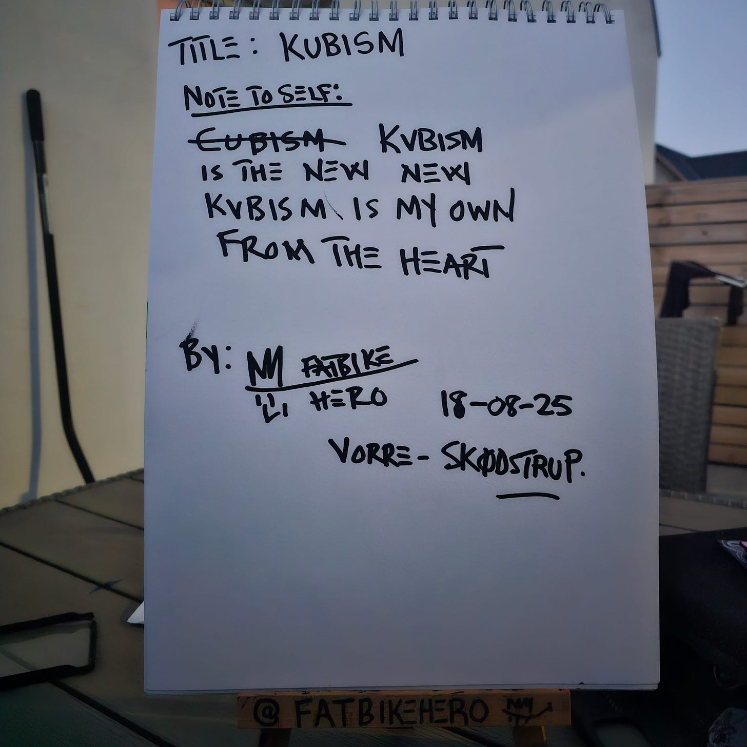 Handwritten note declaring KVBISM as original concept