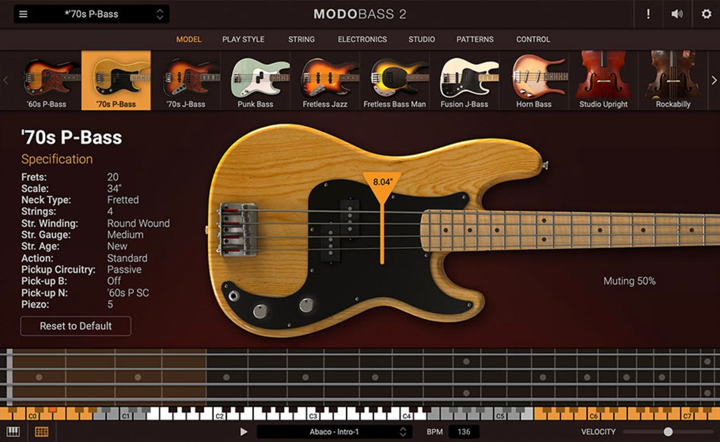 IK Multimedia MODO Bass 2 - The P-Bass in the free version is fantastic