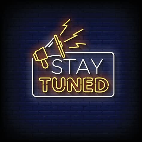 Neon Sign stay tuned with Brick Wall Background vector 11438151 Vector ...