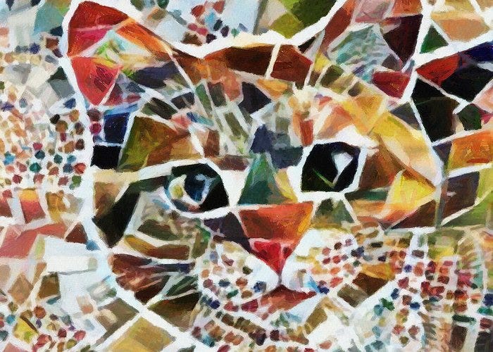 Mosaic Cat Greeting Card for Sale by Tanya Gordeeva