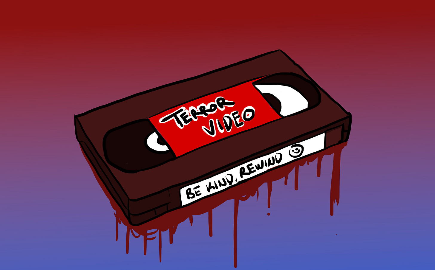 Cartoon drawing of a horror VHS tape