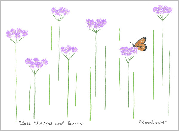 Floss Flowers and Queen (colored pencil and a teeny bit o’black pen)) Floss Flowers and Queen (colored pencil and a teeny bit o’black pen))