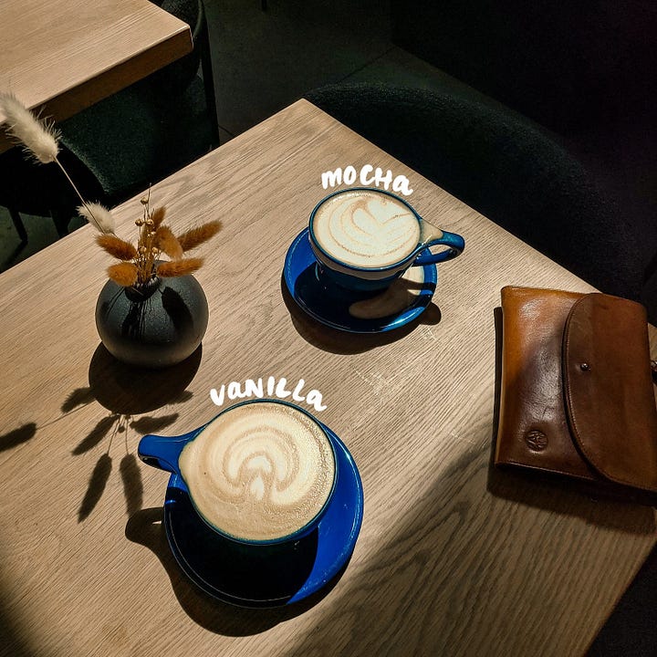 Hex Coffee vanilla and mocha lattes