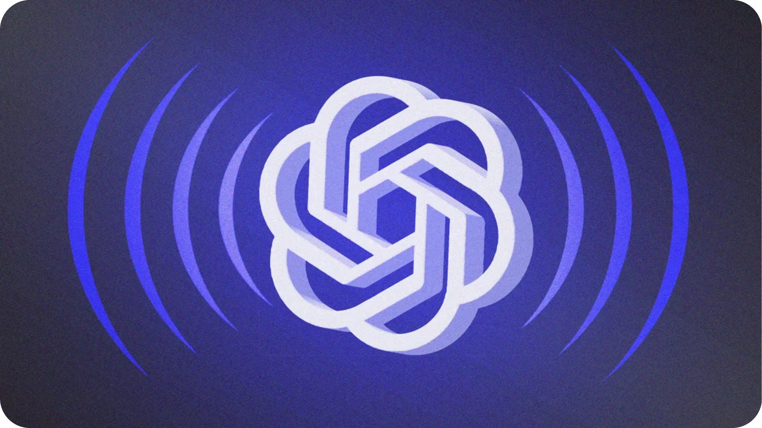 Logotipo de OpenAI con ondas de sonido, ilustrando el nuevo dispositivo de audio