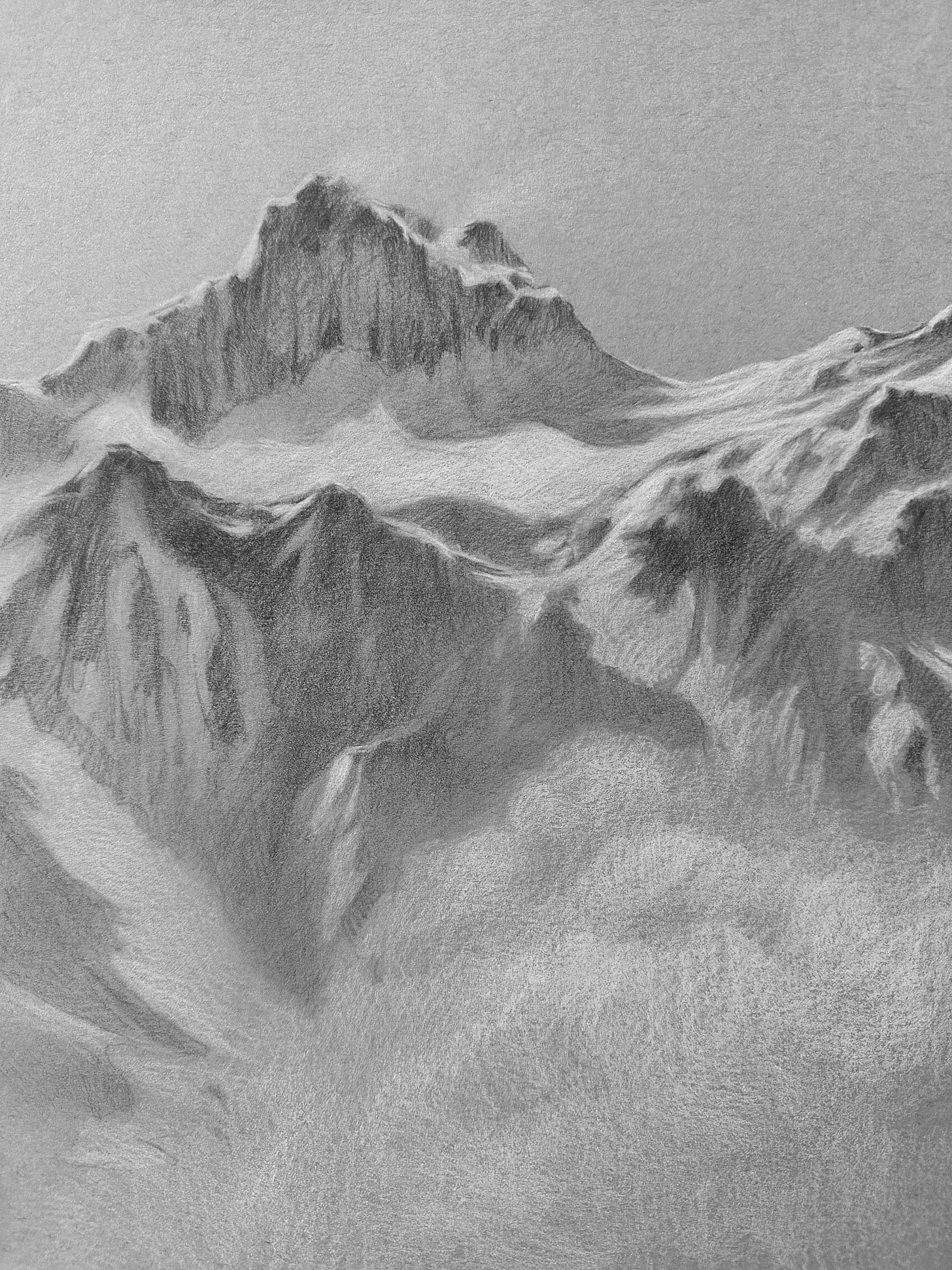 drawing of mountains by Kindrie Grove