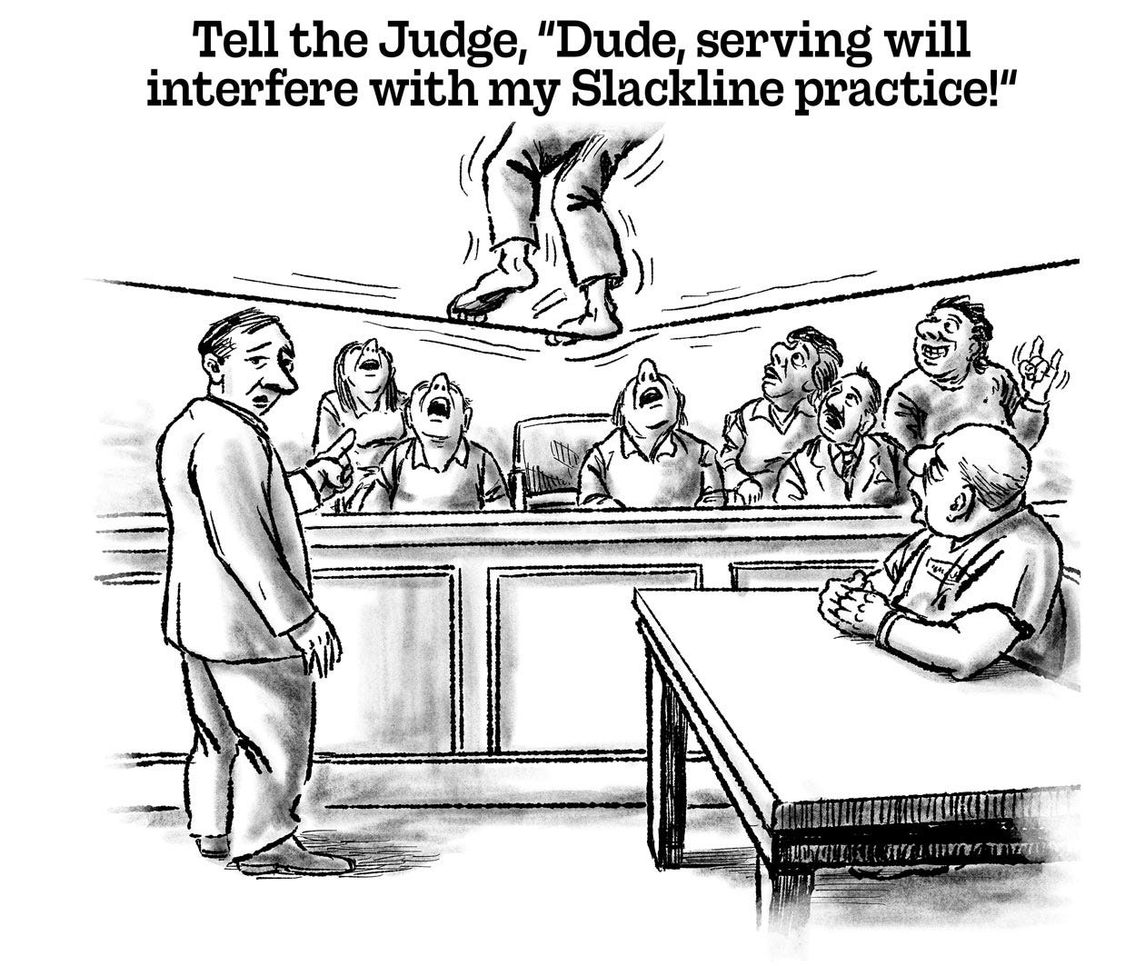 Frame 3 of Guaranteed Jury Dismissal Comic by E.R. Flynn