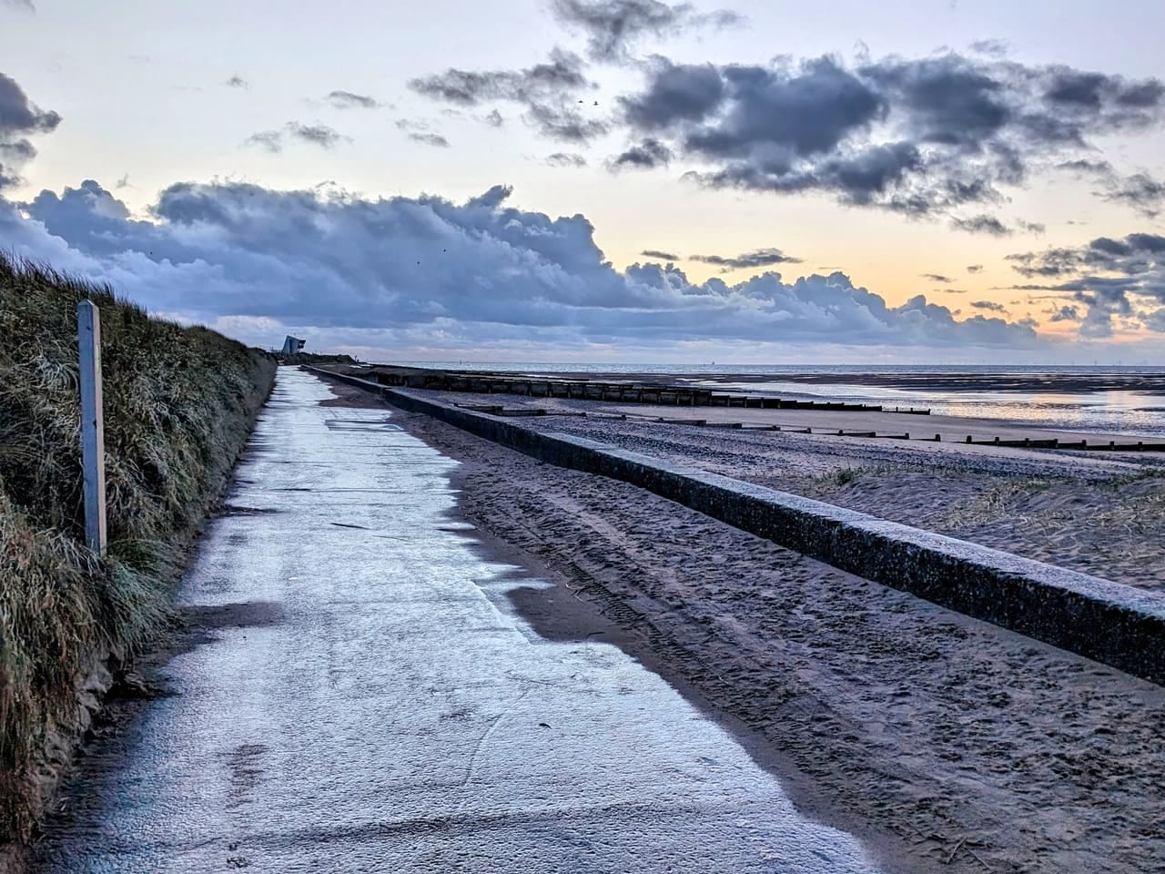 View along the promenade in Fleetwood towards Rossall Point